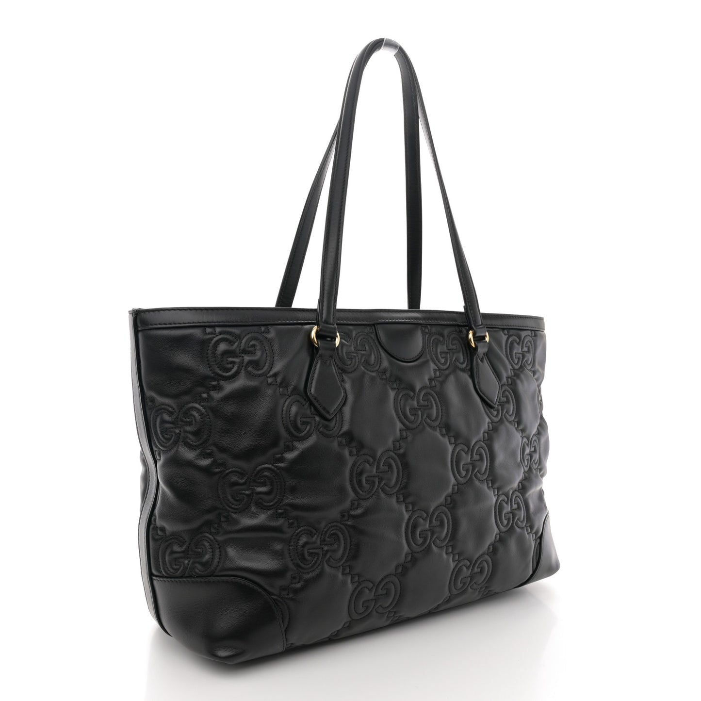 Calfskin GG Matelasse Medium Ophidia Shopping Tote Black