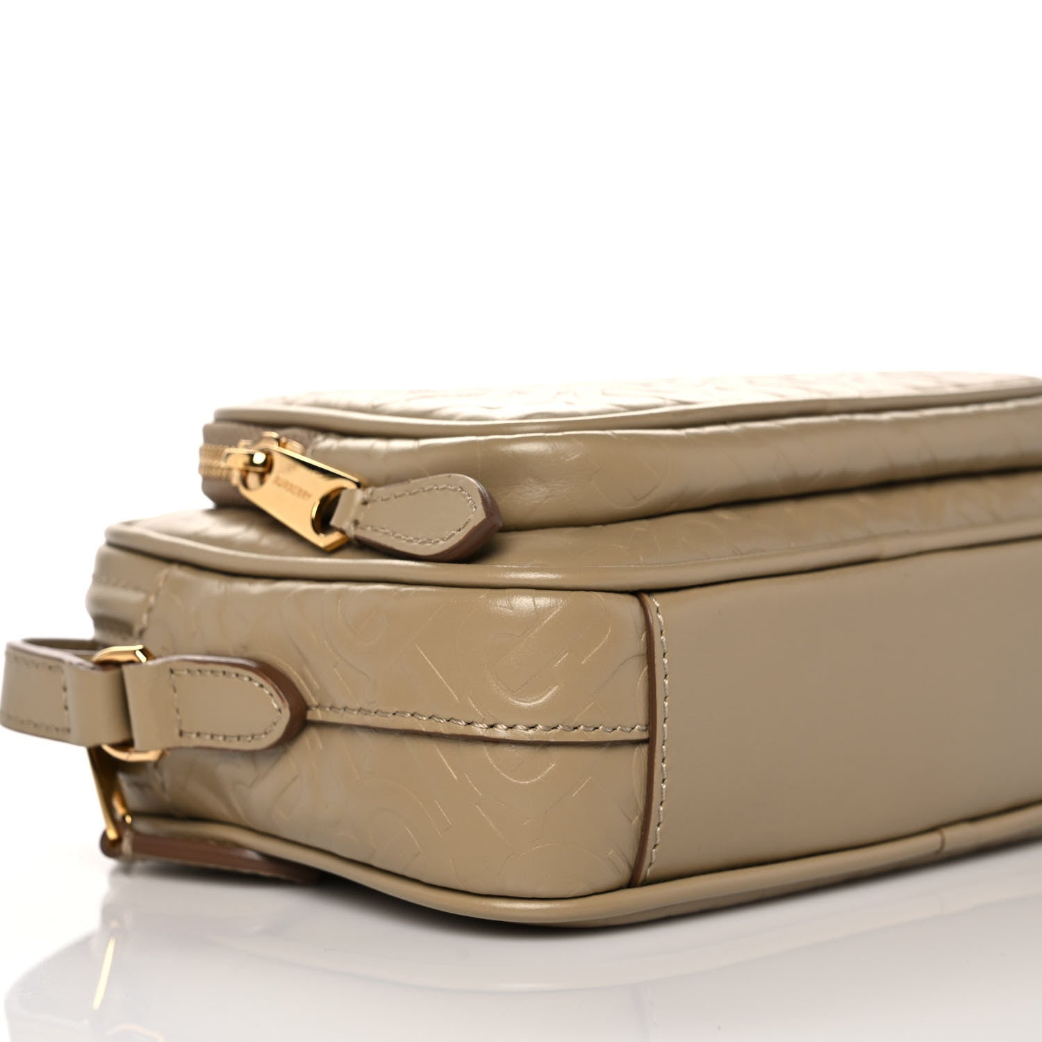 Burberry Calfskin Embossed Monogram Camera Chain Bag Honey 10 of 12