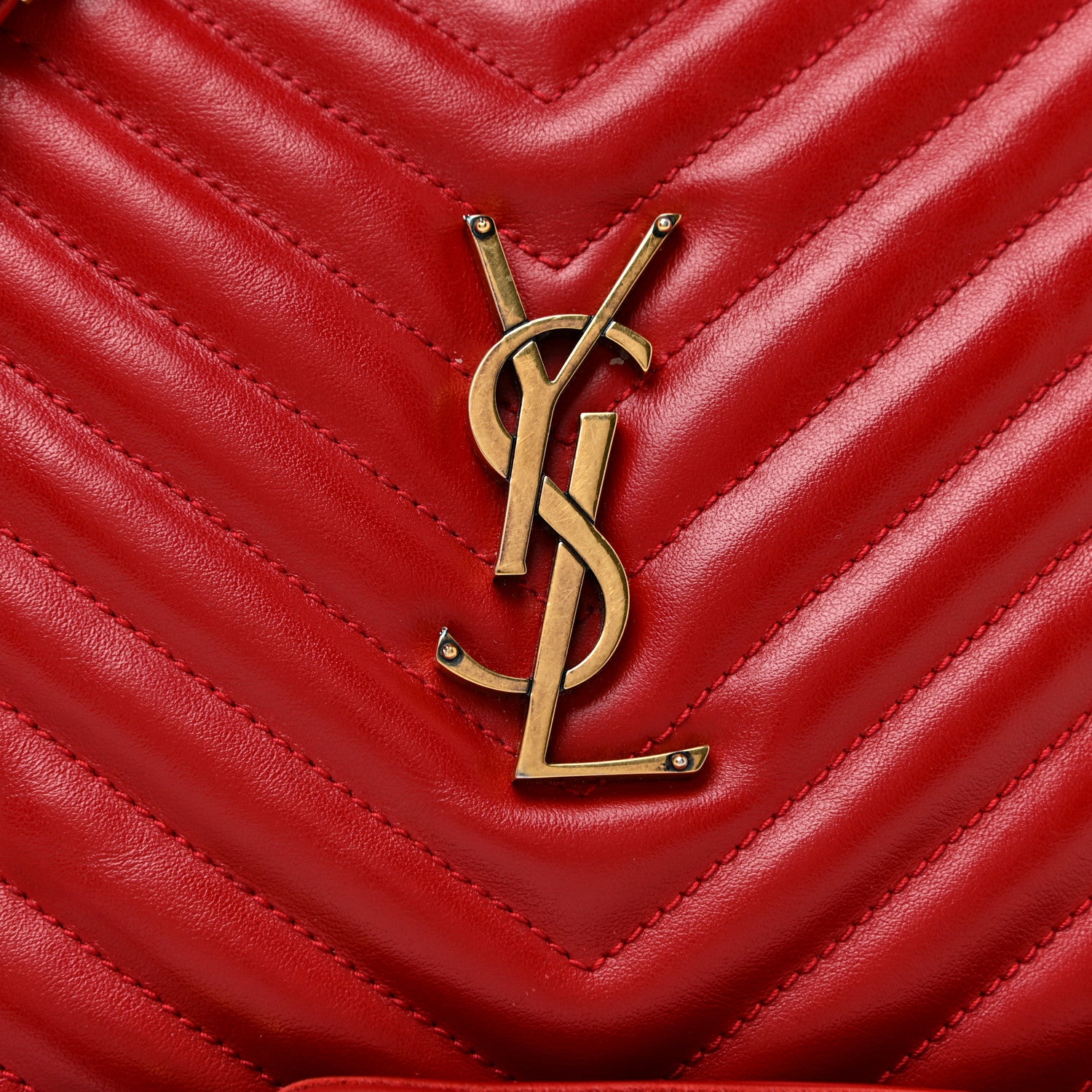 Saint Laurent Calfskin Matelasse Monogram Lou Camera Bag Red 7 of 13