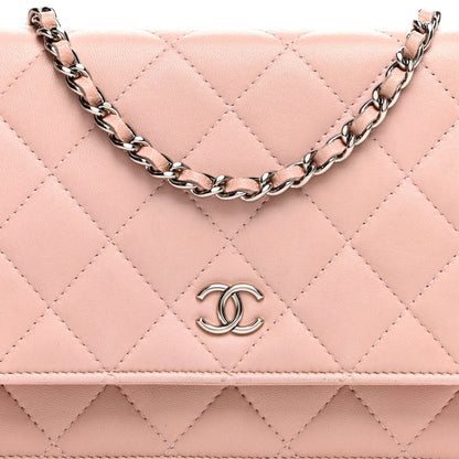 Chanel Lambskin Quilted Wallet On Chain WOC Pink 9 of 12