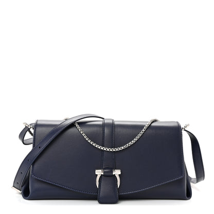 Salvatore Ferragamo Calfskin Small Front Flap Crossbody Bag Navy Blue 1 of 10