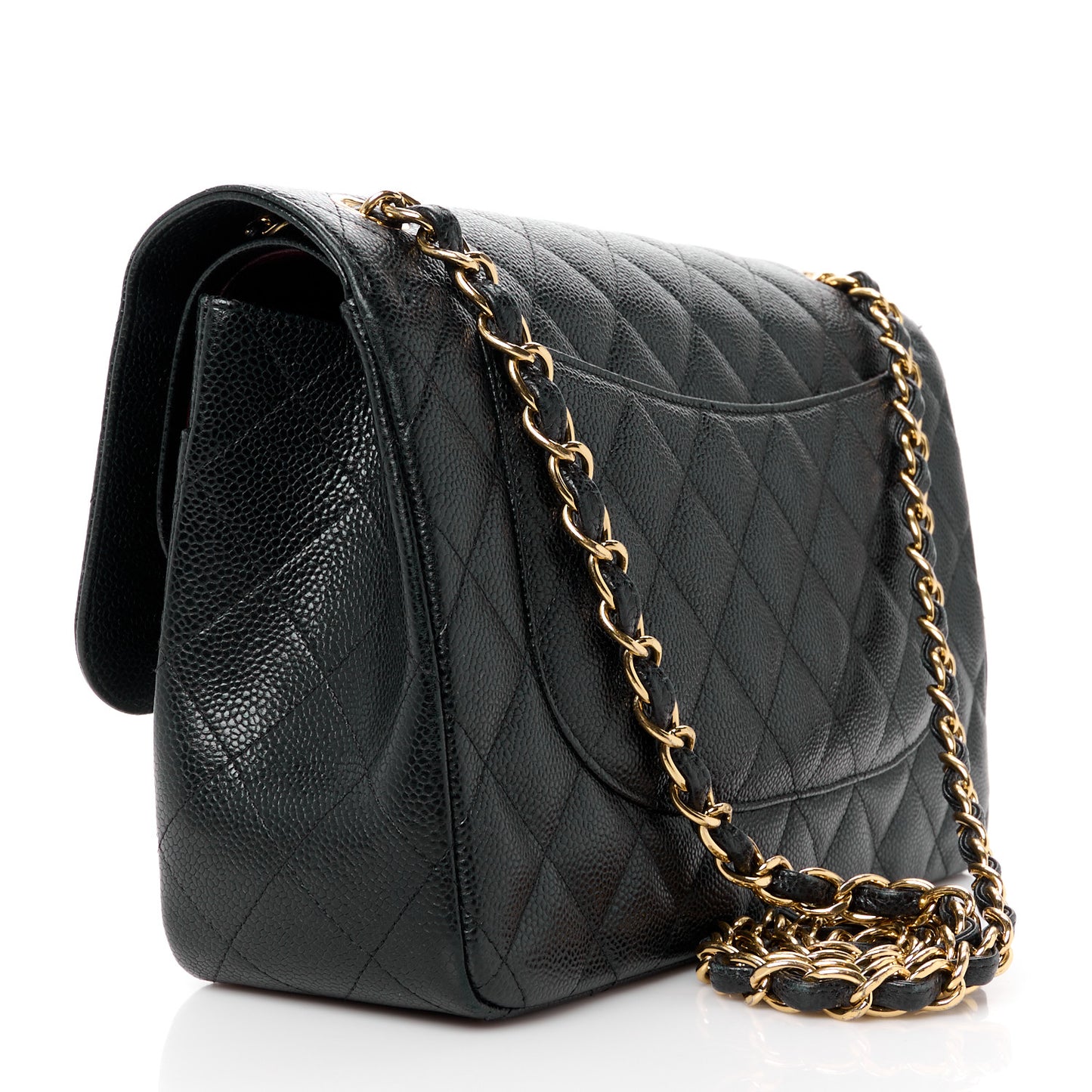 Caviar Quilted Jumbo Double Flap Black
