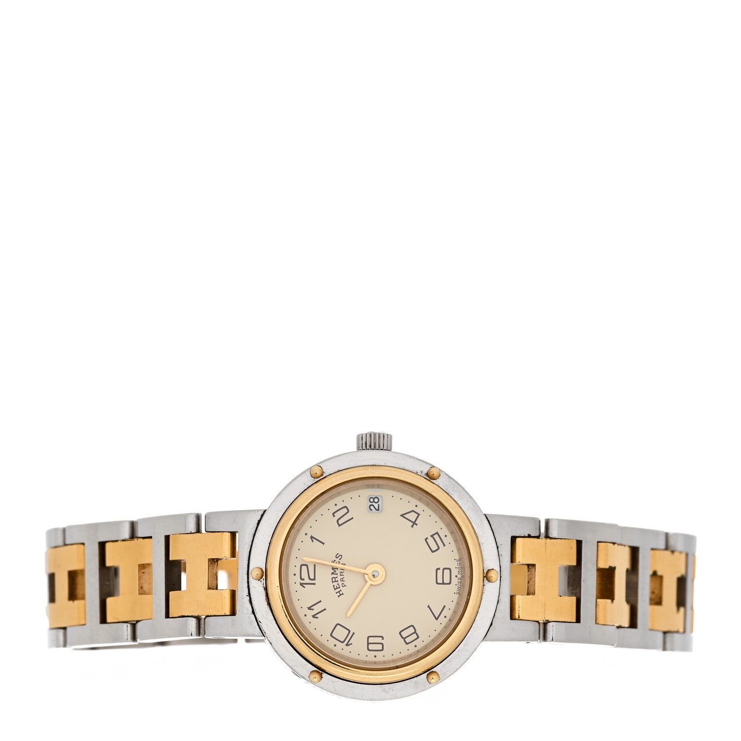 Hermes Stainless Steel 24mm Clipper Quartz Watch Gold 2 of 4