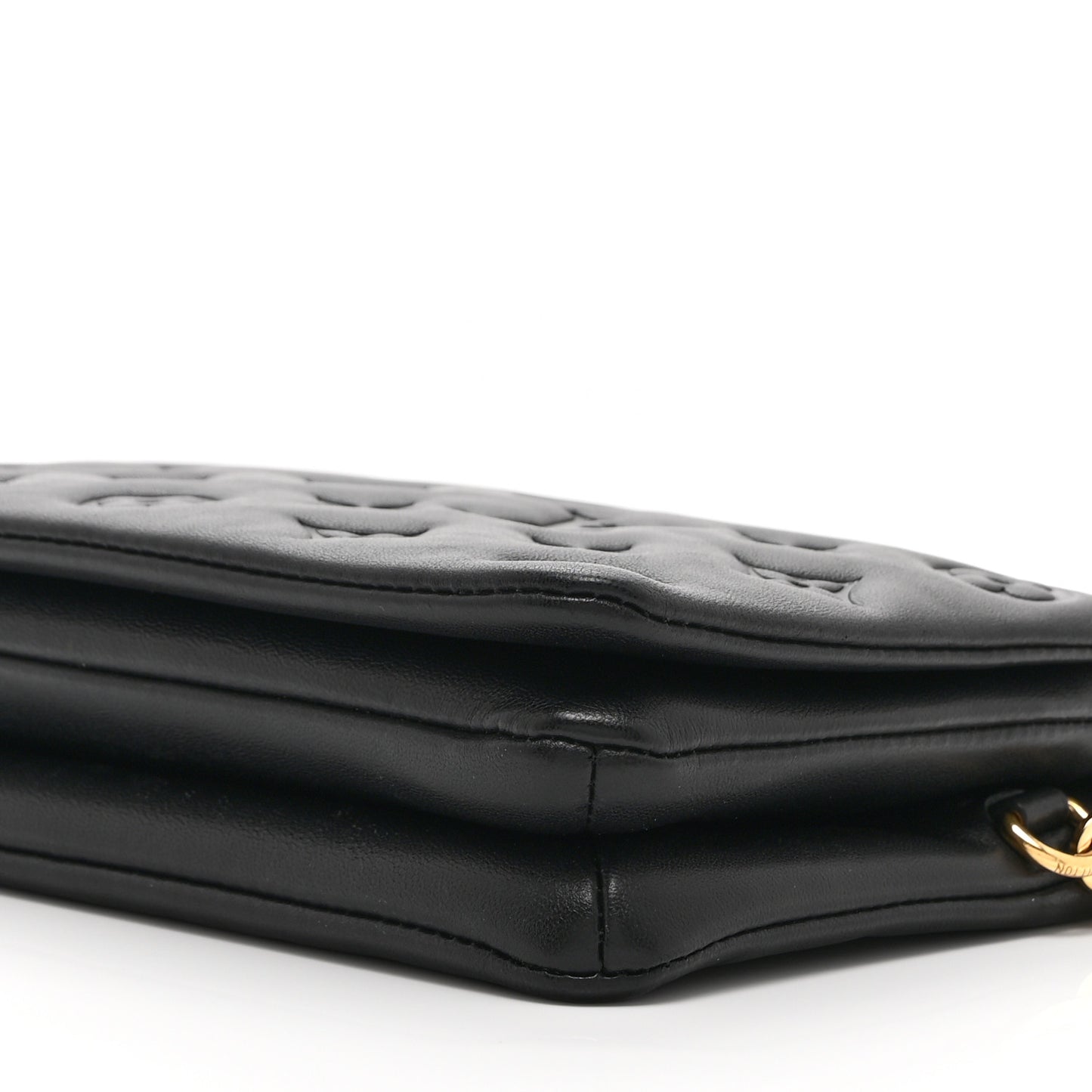 Lambskin Embossed Monogram Pochette Coussin Black