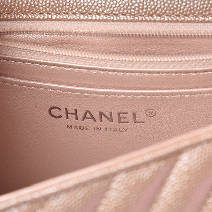 Chanel Iridescent Caviar Chevron Quilted Mini Rectangular Flap Light Gold 6 of 10