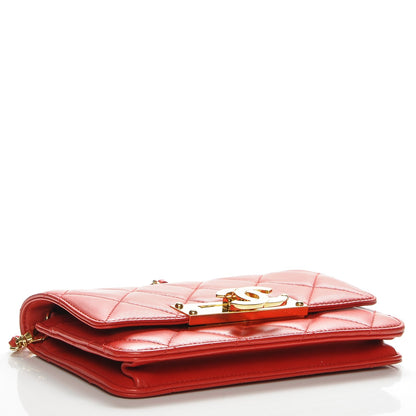 Chanel Lambskin Quilted Golden Class Wallet on Chain WOC Red 4 of 7