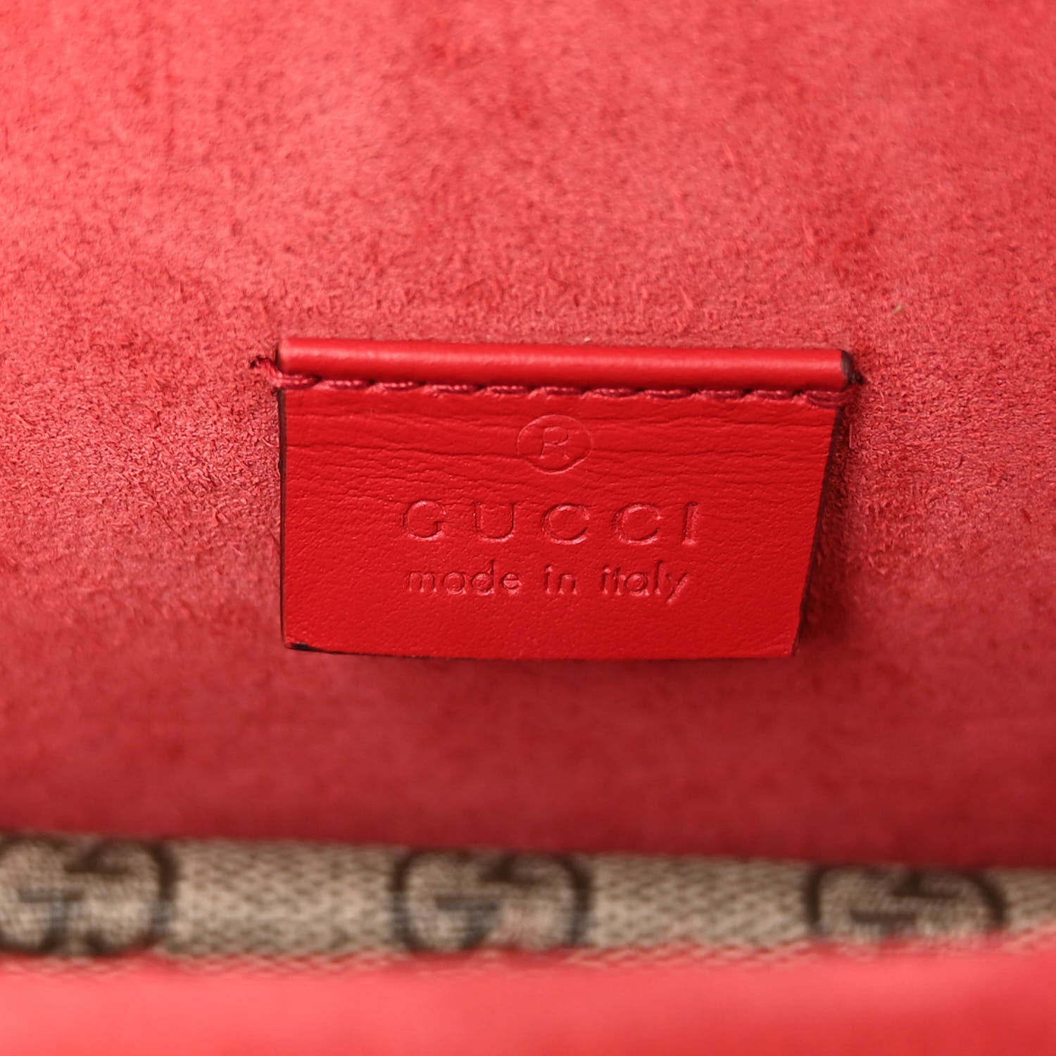 Gucci GG Supreme Monogram Suede Crystal Small Dionysus Shoulder Bag Beige Ebony Vulcanic Red 6 of 10