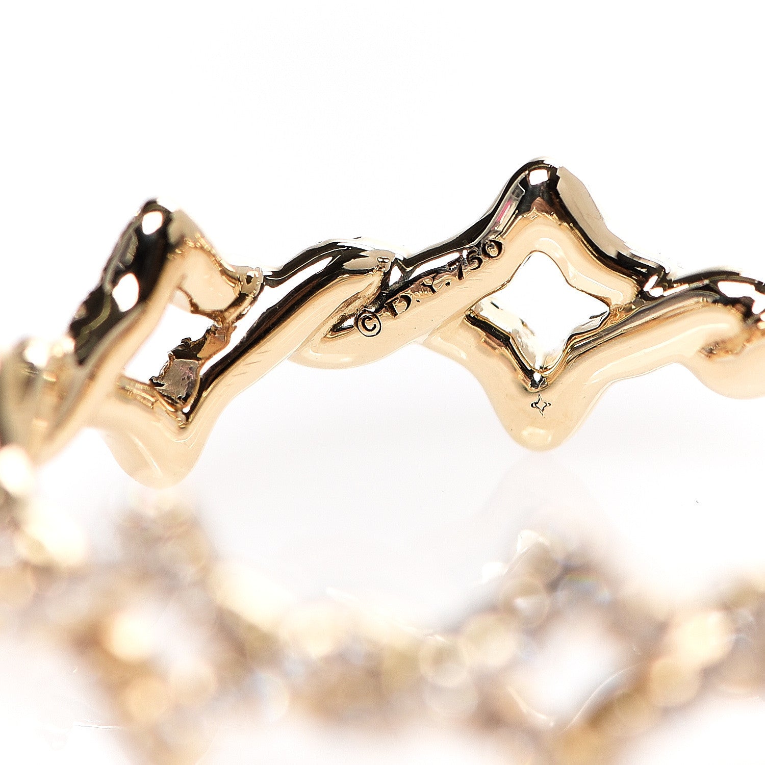 David Yurman 18K Yellow Gold Diamond Quatrefoil Band Ring 51 5.75 3 of 3