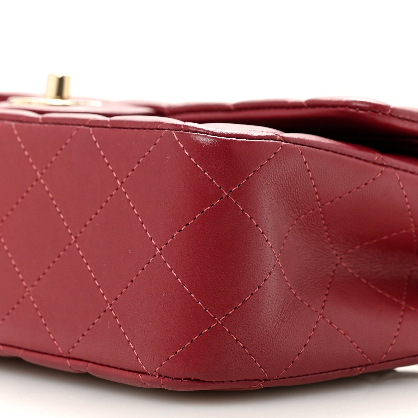 Lambskin Quilted Medium Double Flap  Burgundy