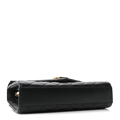 Saint Laurent Grain De Poudre Textured Mixed Matelasse Triquilt Small Monogram Satchel Black 4 of 10