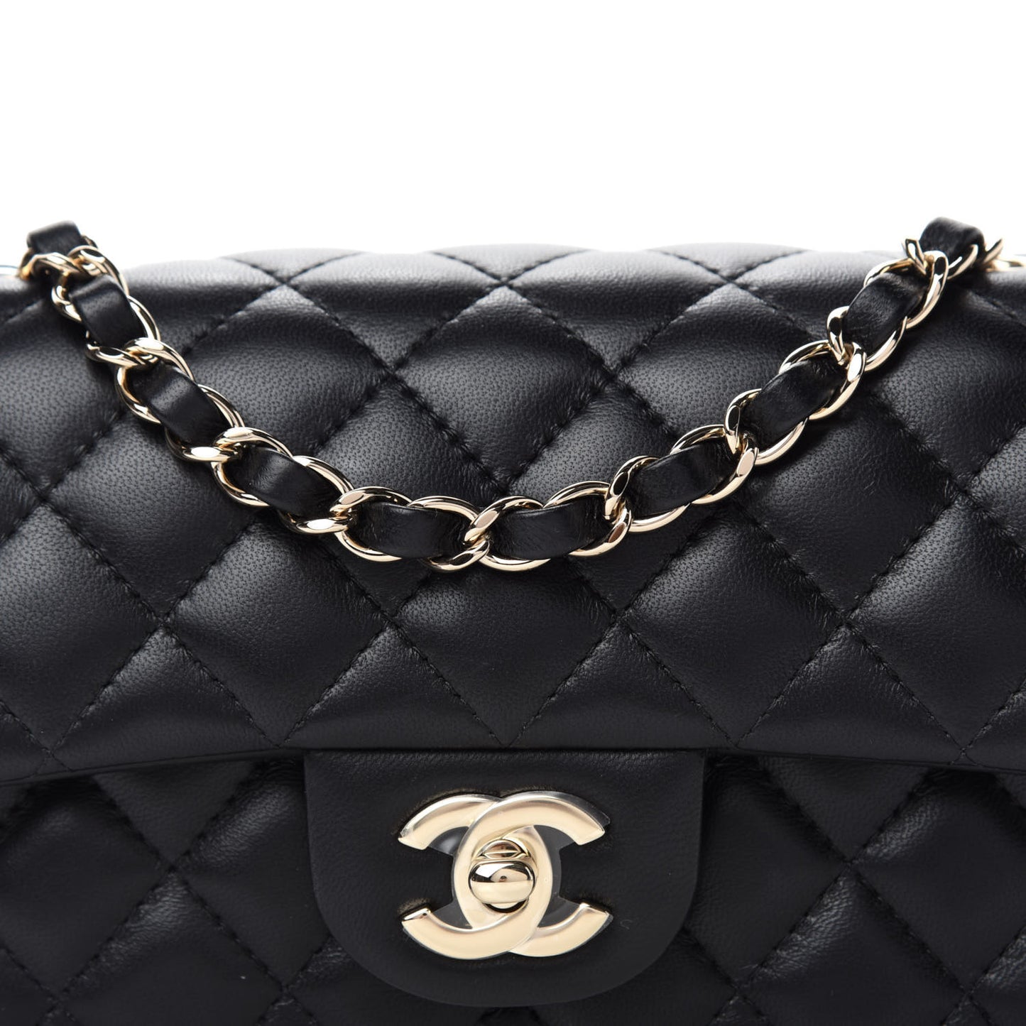 Lambskin Quilted Mini Rectangular Flap Black
