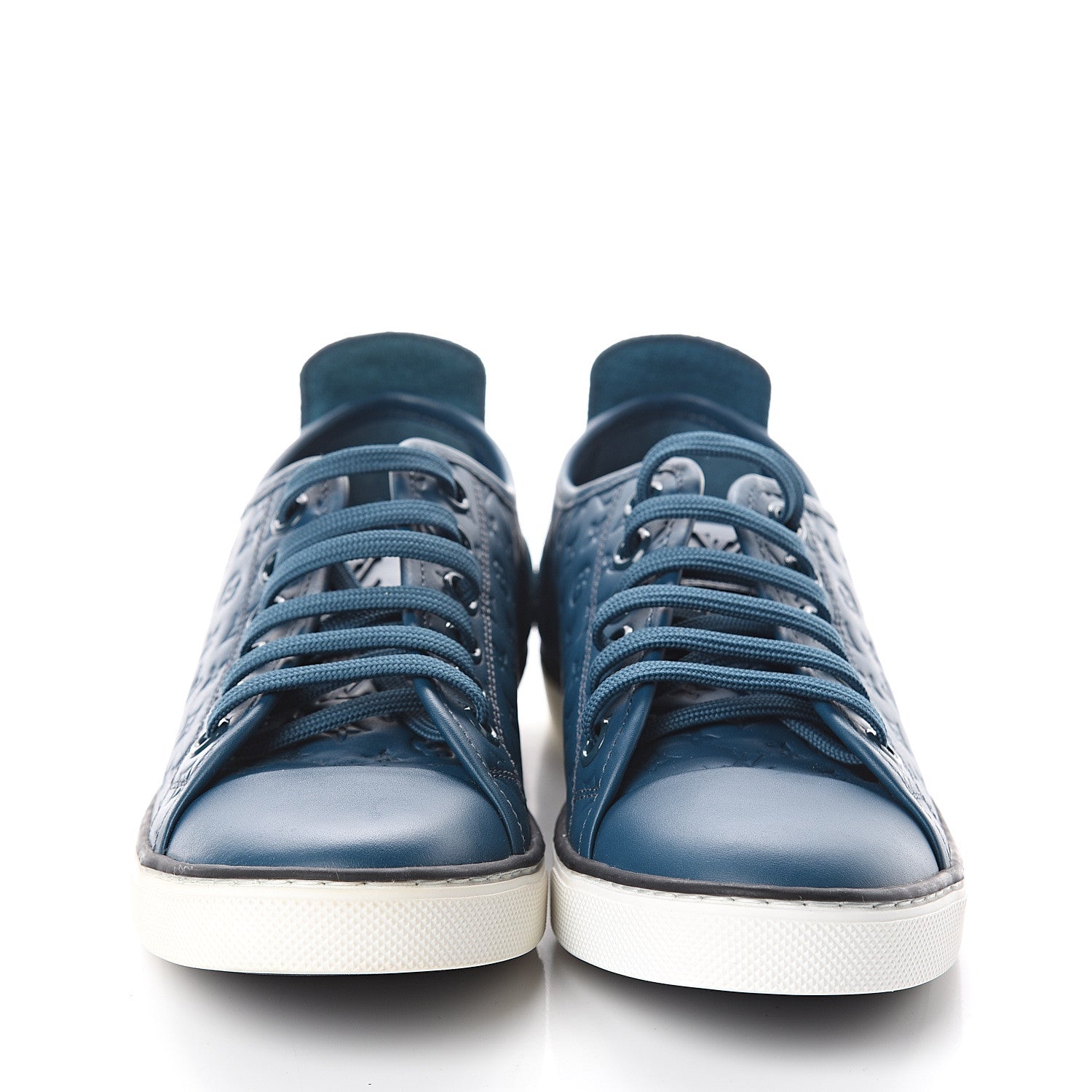 Louis Vuitton Calfskin Embossed Monogram Punchy Sneakers 37 Navy 2 of 6
