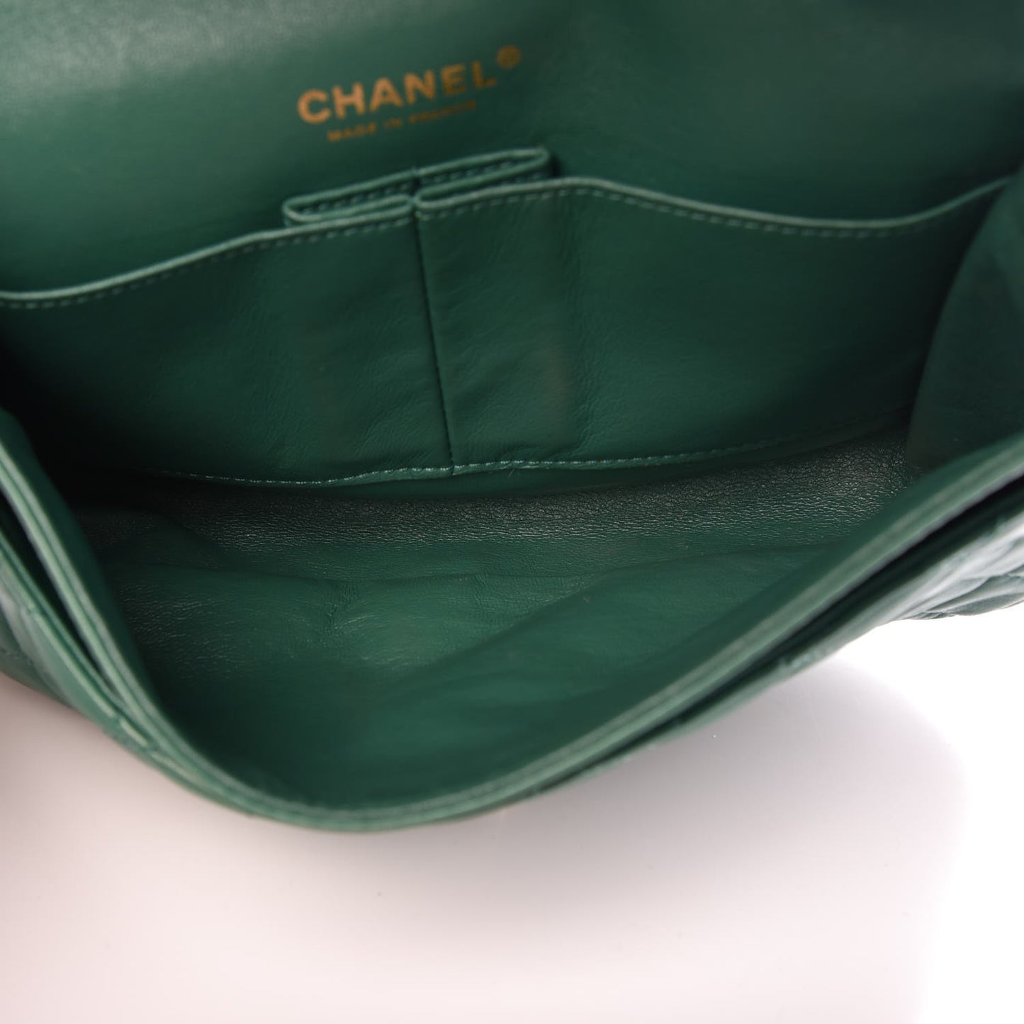Lambskin Quilted Medium Double Flap Green