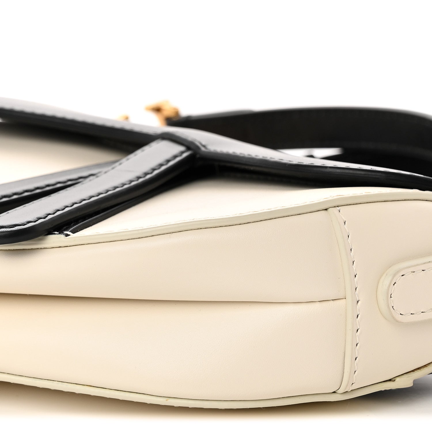 Christian Dior Supple Calfskin Two Tone Mini Saddle Bag With Strap