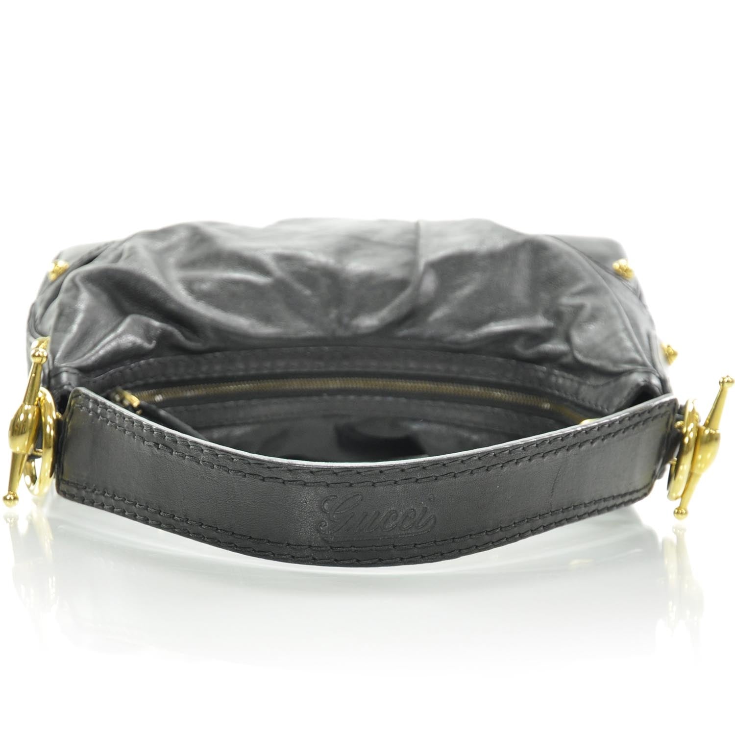 Gucci Leather Medium Jockey Hobo Black 6 of 9