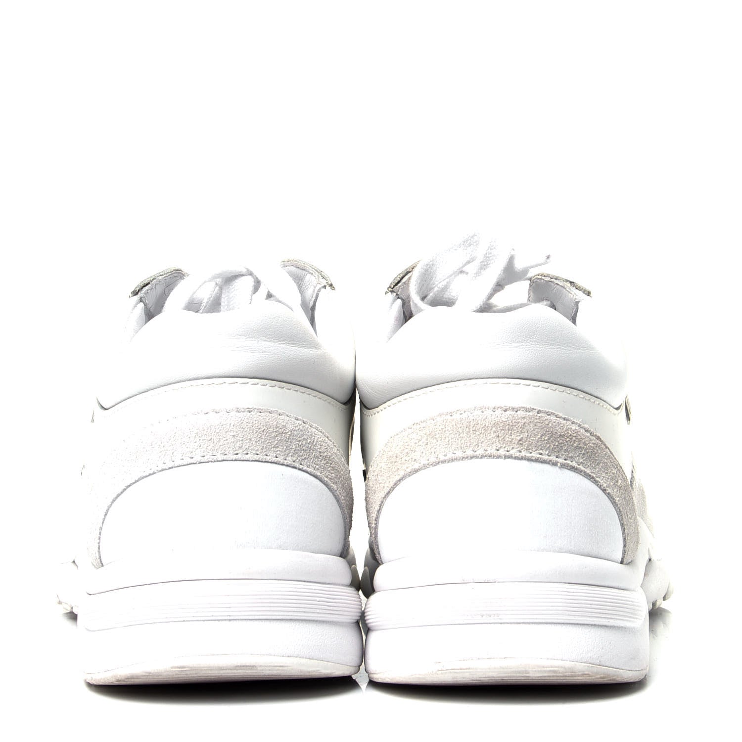 Chanel Suede Calfskin Fabric CC Sneakers 38.5 White 6 of 11