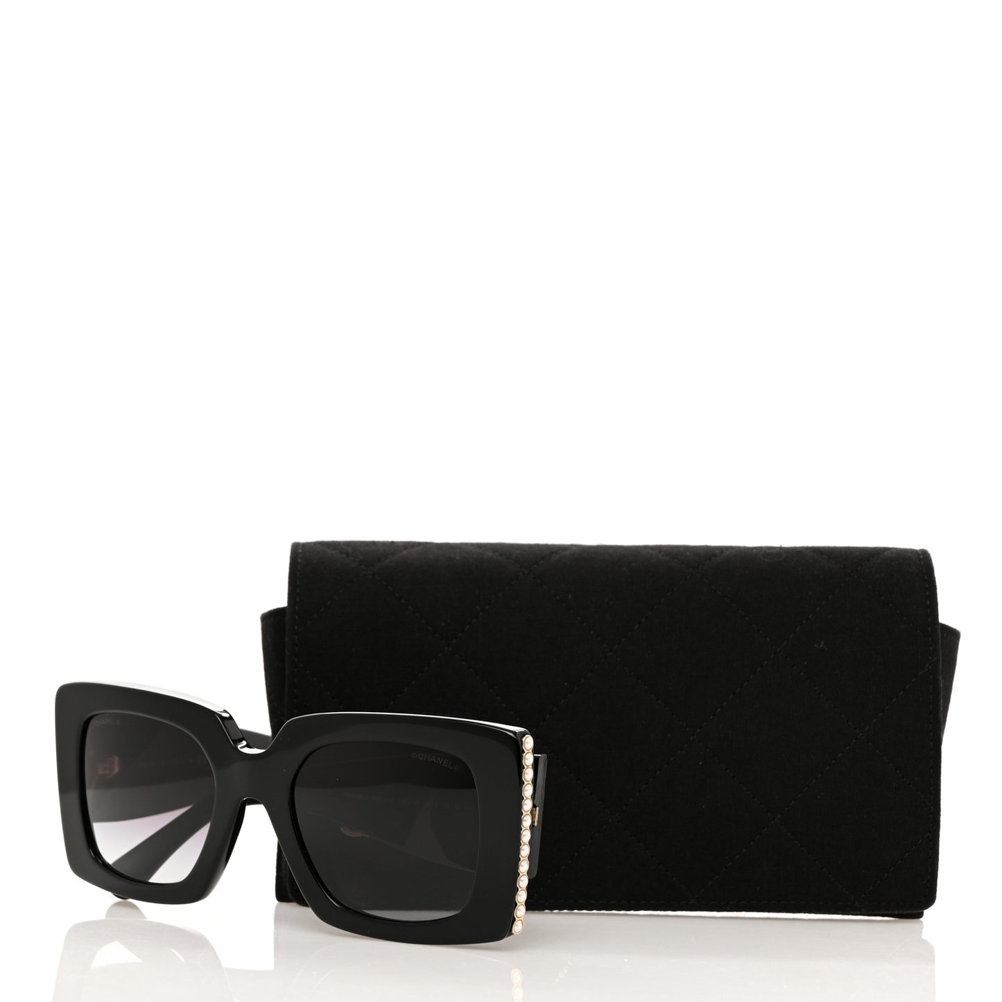 Acetate Pearl Rectangle Sunglasses 5480-H Black