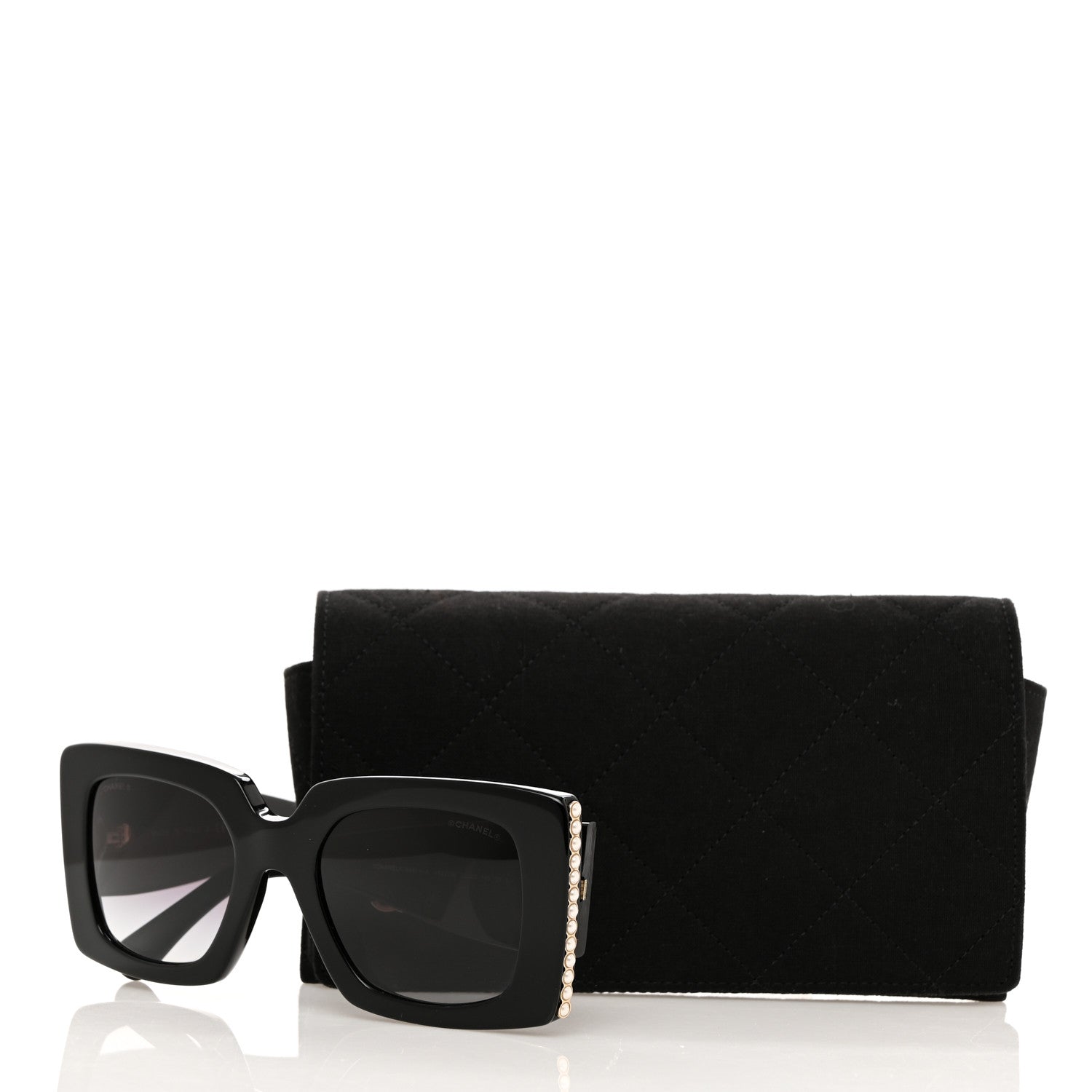 Chanel Acetate Pearl Rectangle Sunglasses 5480-H Black 8 of 8