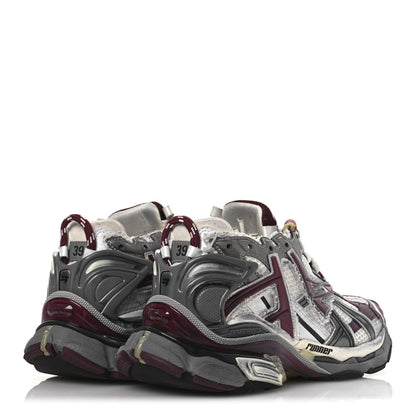 Balenciaga Mesh Rubber Distressed Womens Runner Sneakers 39 White Burgundy Grey 5 of 12