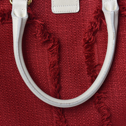 Saint Laurent Linen Fringe Medium Cabas ChYc Red 11 of 19