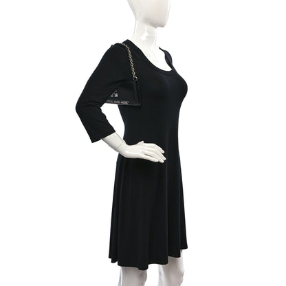 Off-White Calfskin Jitney Logo Flap Wallet On Chain Black 2 of 10