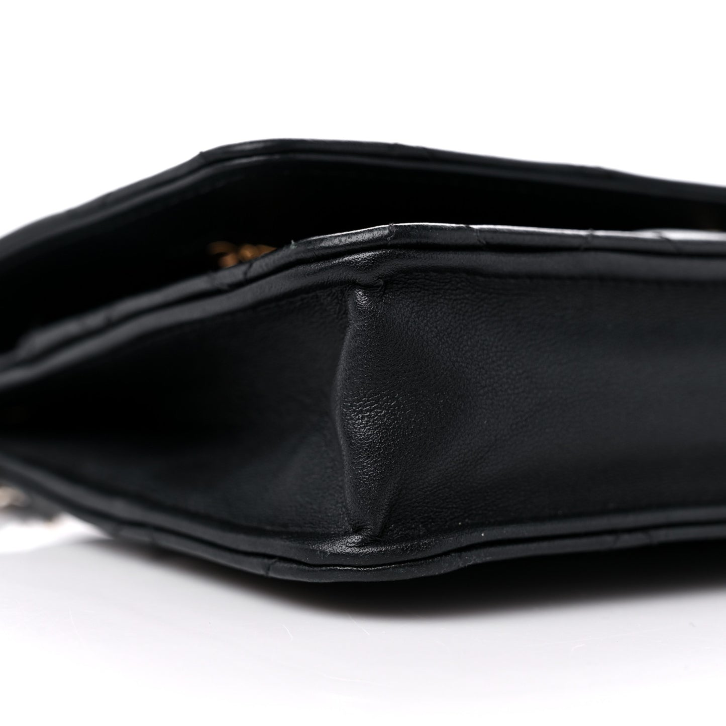 Lambskin Quilted Wallet On Chain WOC Black