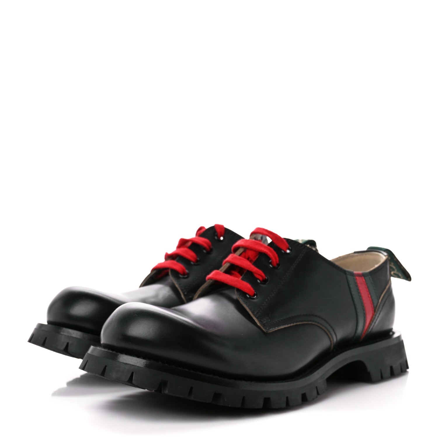 Gucci Cordovan Lux Web Arley Lug Sole Loafers 10 Black Verde Hibiscus Red 3 of 10