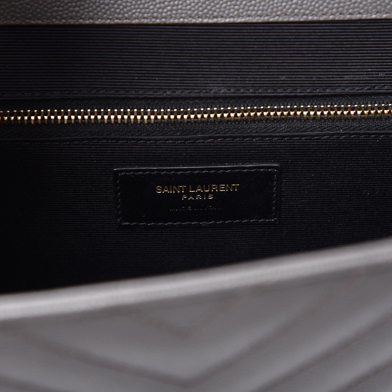Saint Laurent Grain De Poudre Matelasse Chevron Large Monogram Satchel Earth 7 of 9