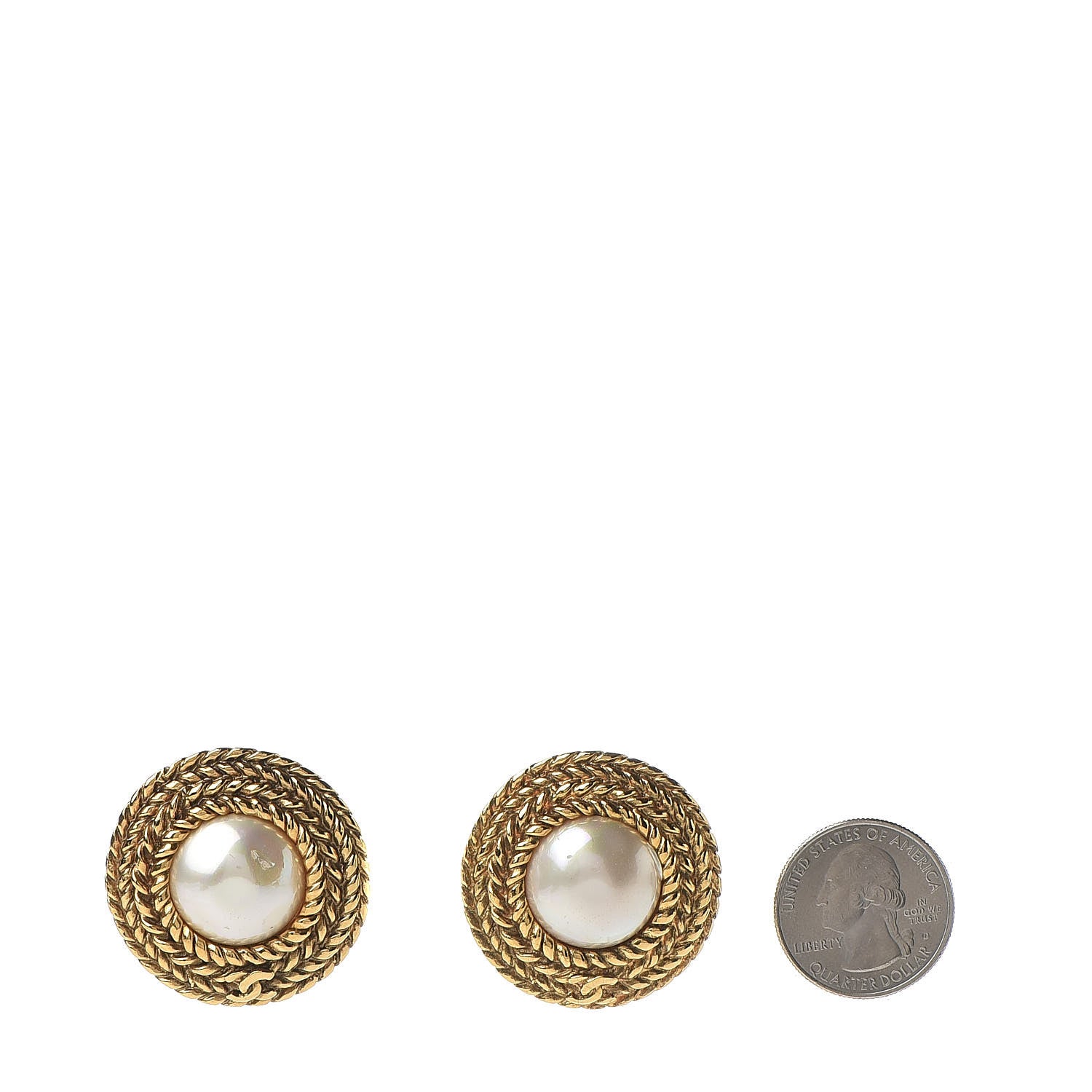 Chanel Pearl Clip On Earrings Gold 2 of 6