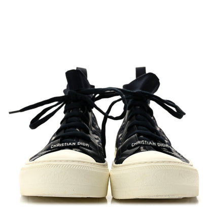 Christian Dior Technical Knit Calfskin Oblique Womens Walk'n Dior Mid Top Sneakers 36.5 Deep Blue 3 of 9