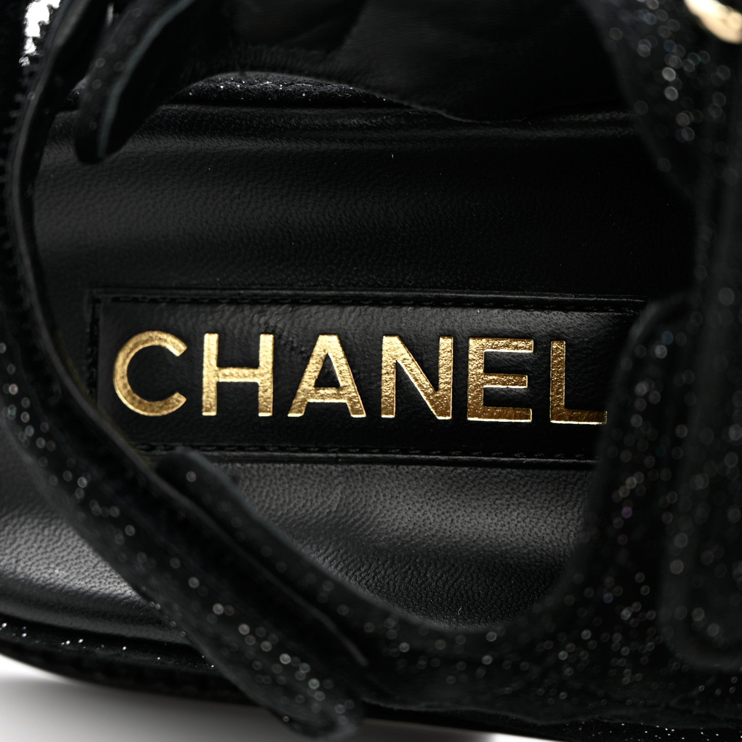 Chanel Suede Calfskin Glitter Crystal Velcro Dad Sandals 35 Black 7 of 10