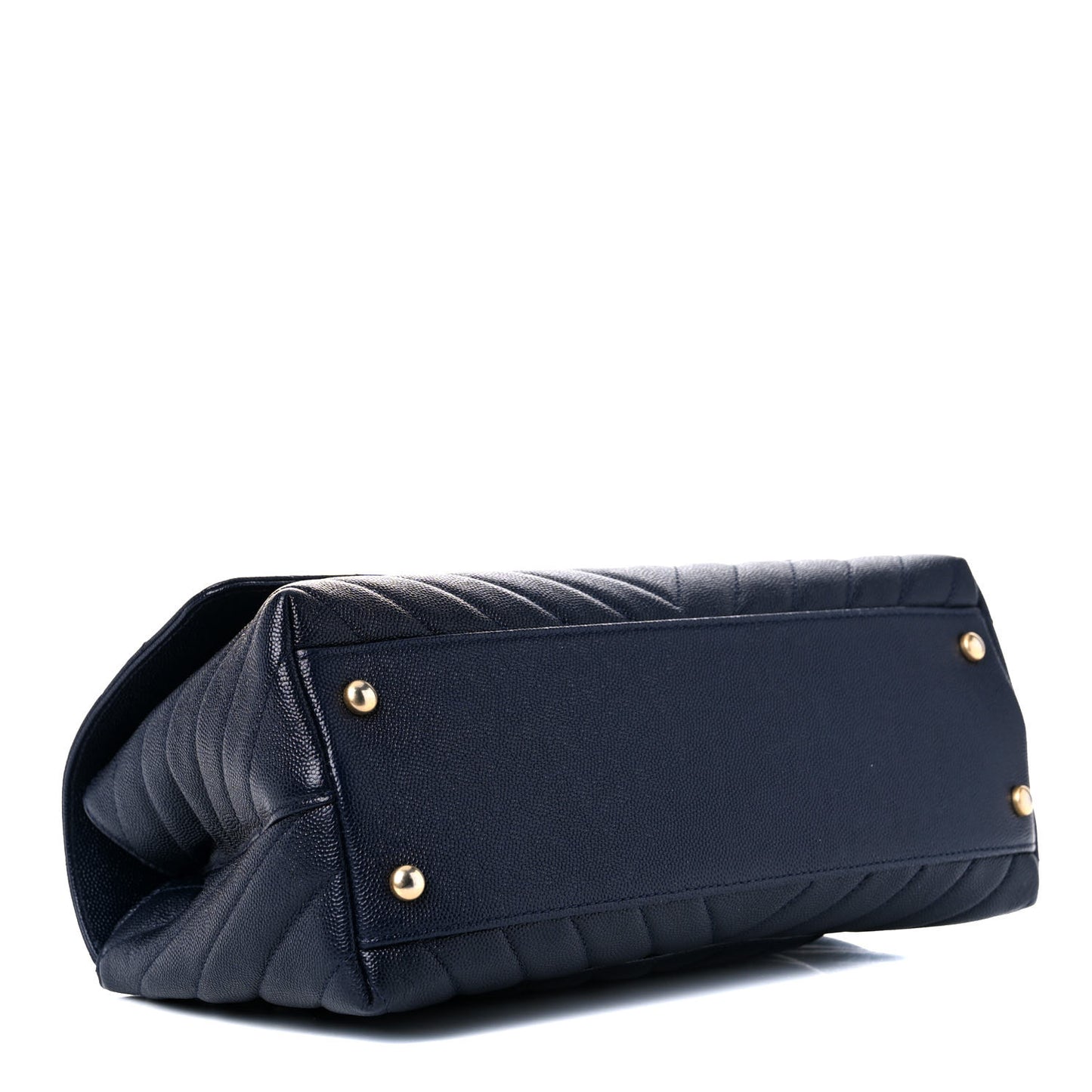 Caviar Lizard Quilted Chevron Small Coco Handle Flap Navy Blue