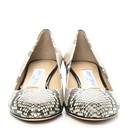 Jimmy Choo Calfskin Python Embossed Jessie Pump 37.5 Natural 2 of 7