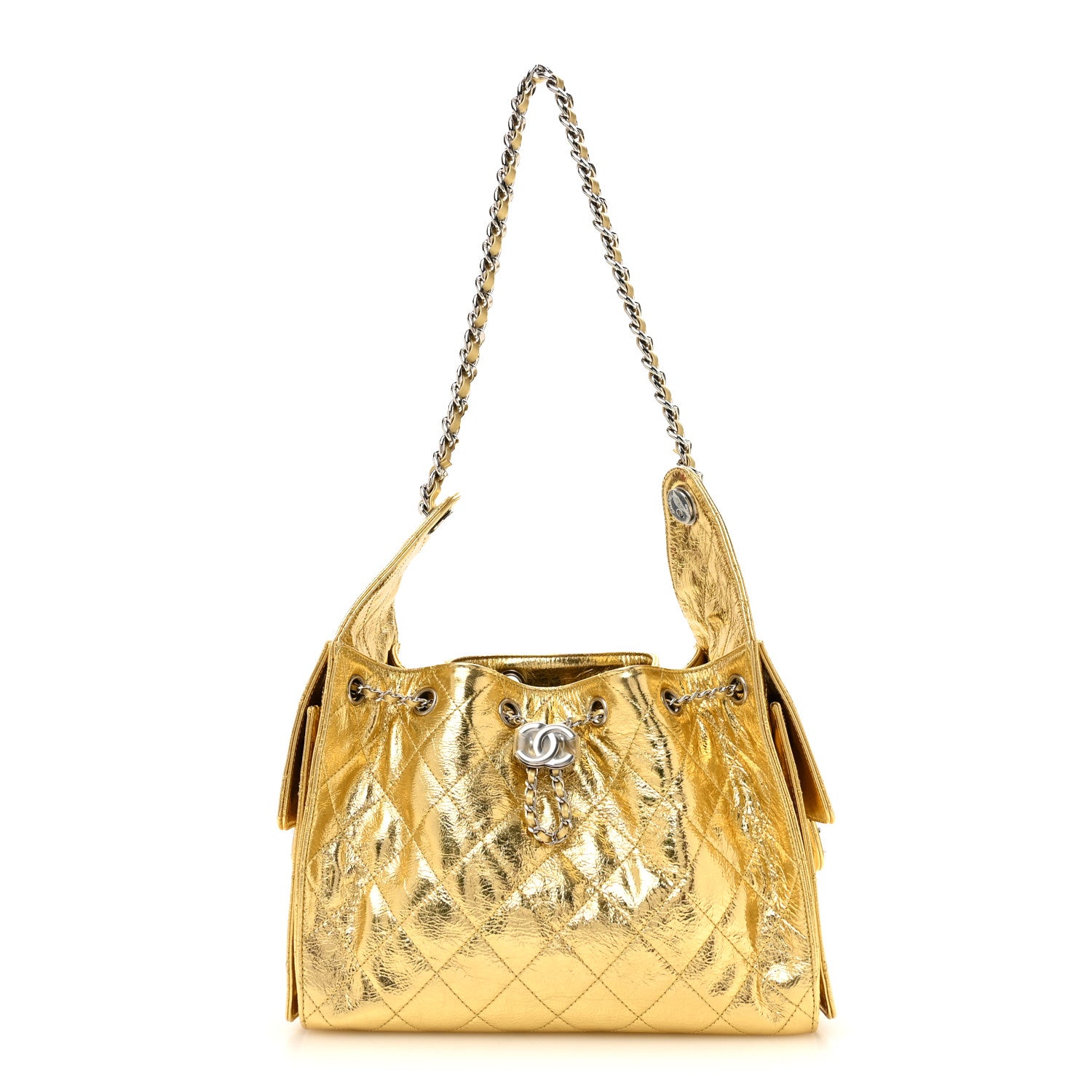 Chanel Metallic Aged Calfskin Quilted Small Chanel 25 Handbag Gold 1 of 15
