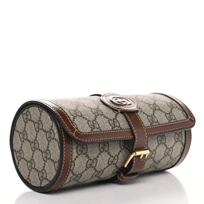 Gucci GG Supreme Monogram Calfskin Watch Travel Case Beige Ebony Brown Sugar 4 of 10
