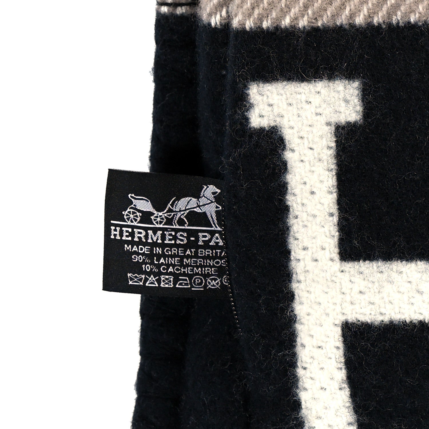 Hermes Wool Cashmere Avalon III Pillow PM Ecru Black 3 of 4