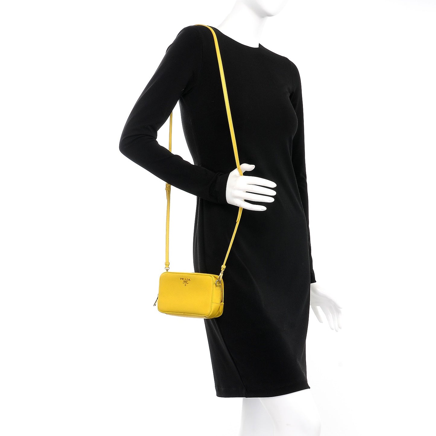 Saffiano Mini Camera Crossbody Bag Ocra