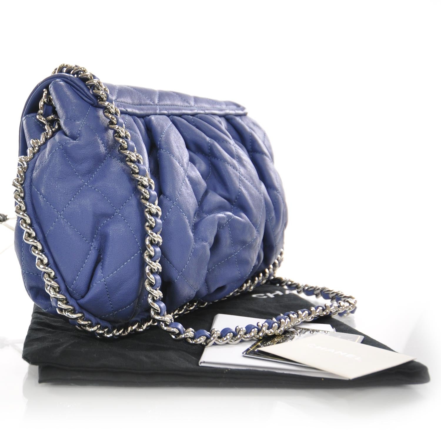 Chanel Washed Lambskin Chain Around Medium Messenger Bag Blue 12C 3 of 10