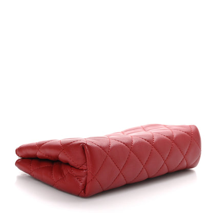 Chanel Lambskin Quilted Pouch Cosmetic Case Red 3 of 8