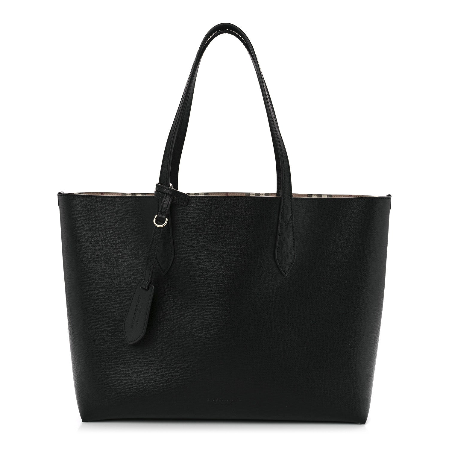 Burberry Grainy Calfskin Haymarket Check Medium Reversible Tote Black 1 of 13