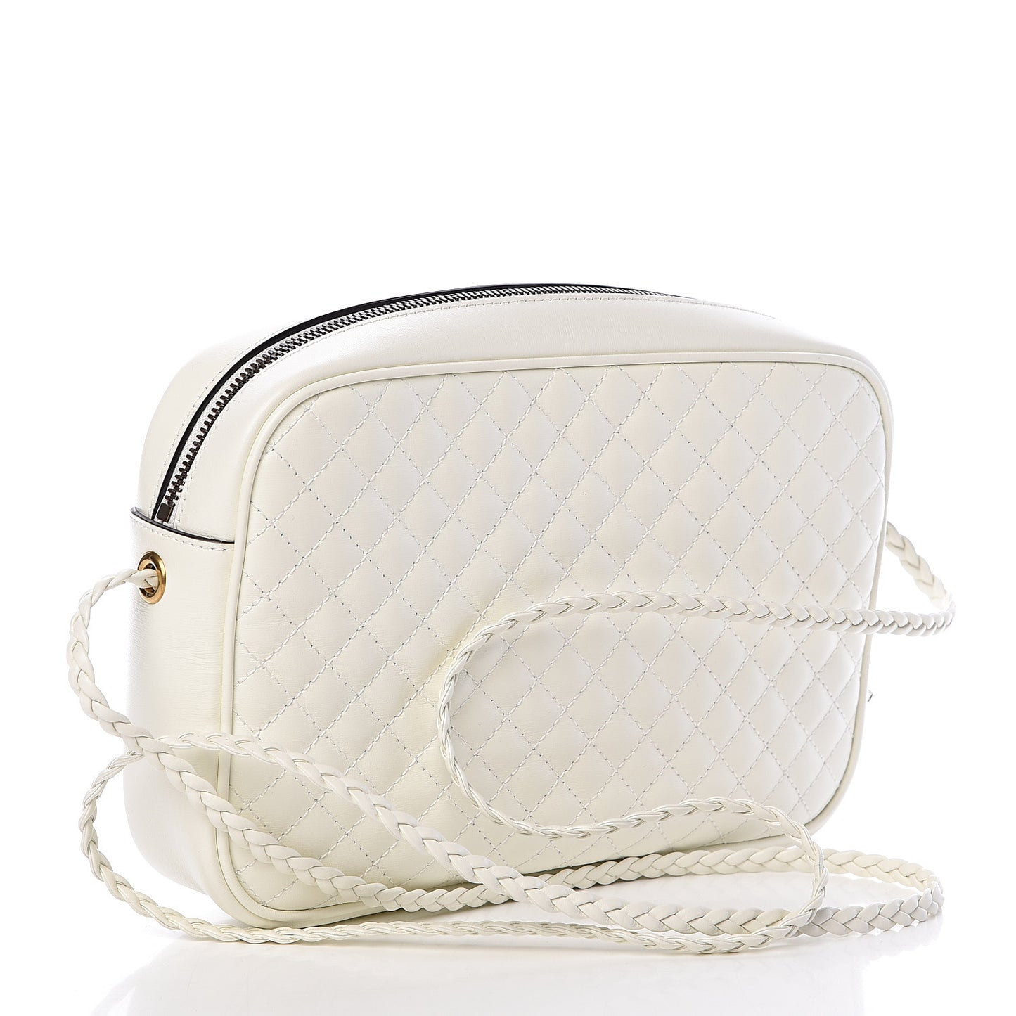 Calfskin Web Trapuntata Small Shoulder Bag Off White