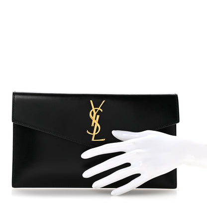 Saint Laurent Smooth Shiny Calfskin Monogram Uptown Pouch Black 2 of 11