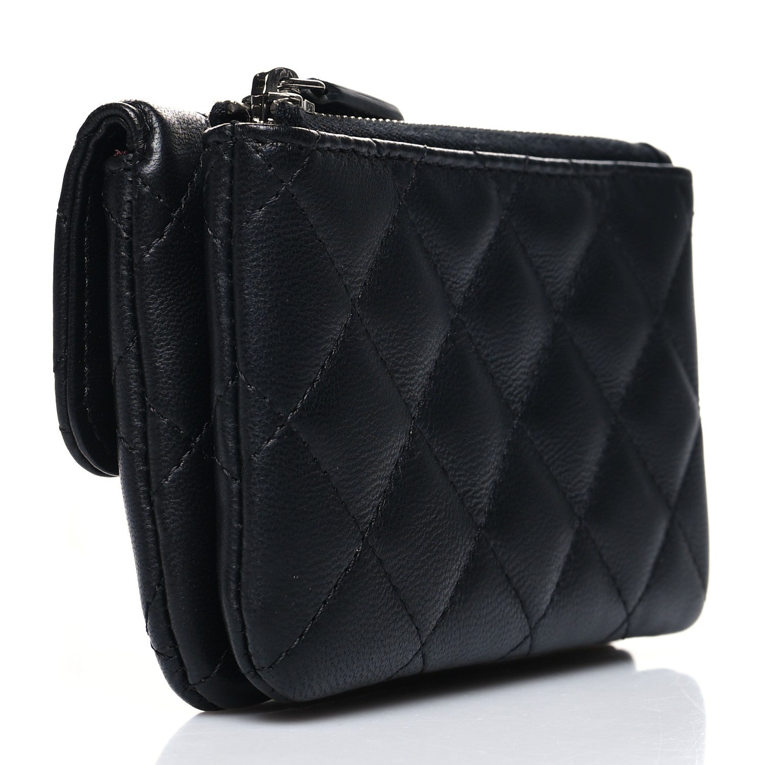 Chanel Lambskin Quilted Zip Card Holder Black 3 of 10