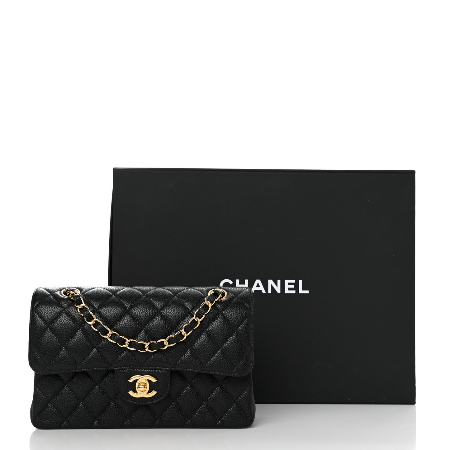 Caviar Quilted Small Double Flap Black