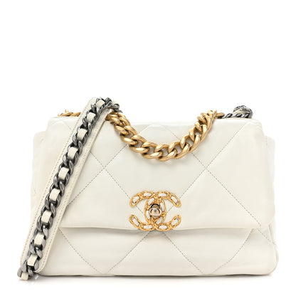 Chanel Lambskin Quilted Medium Chanel 19 Flap White 1 of 13