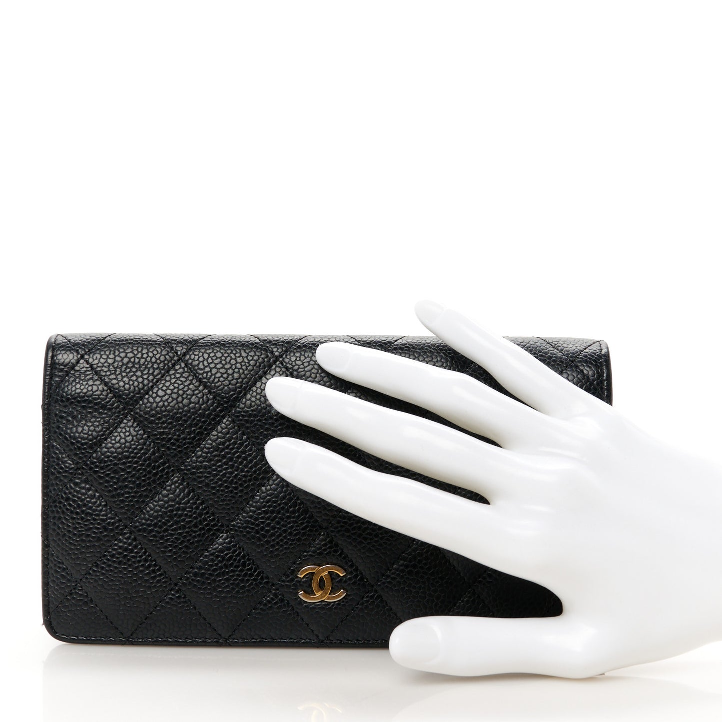 Caviar Quilted Yen Wallet Black