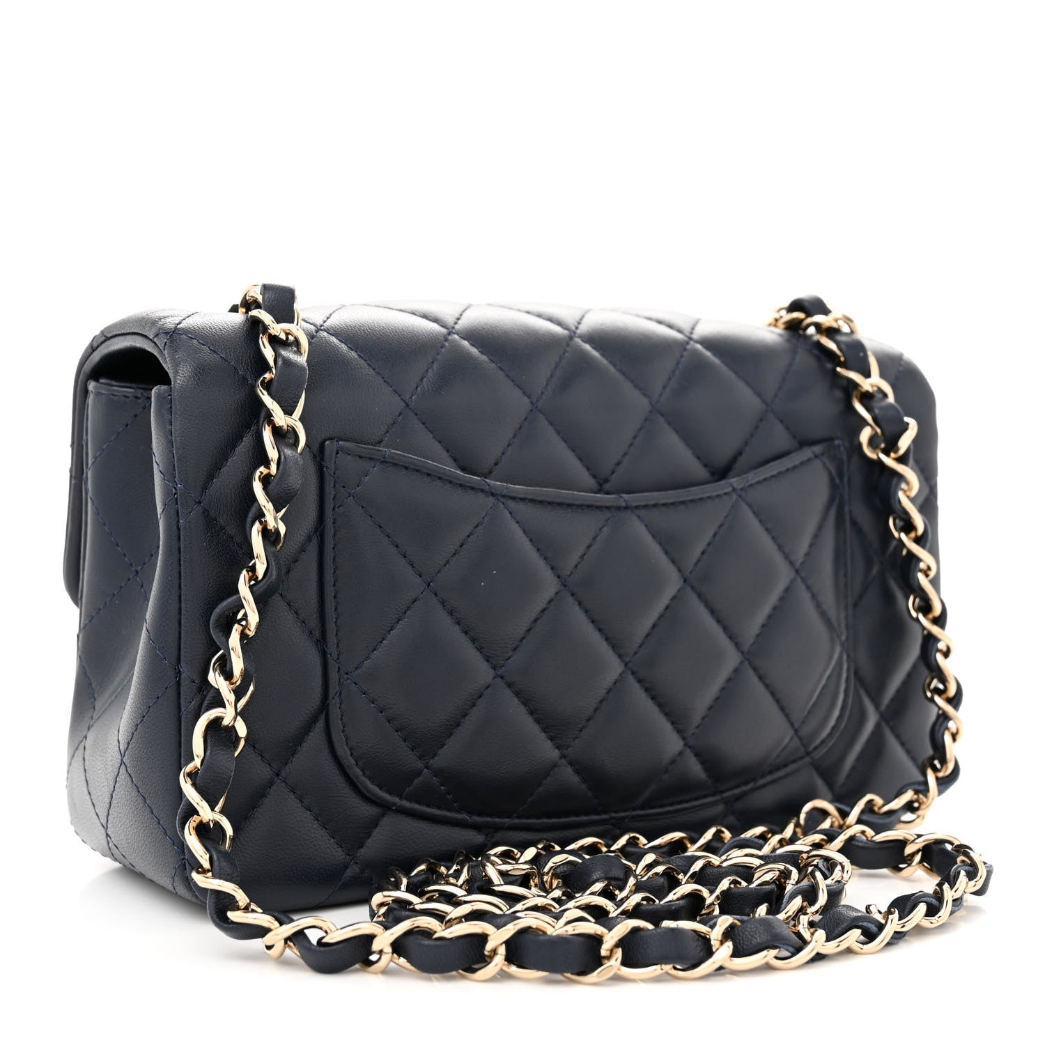 Chanel Lambskin Quilted Mini Rectangular Flap Dark Blue 3 of 10