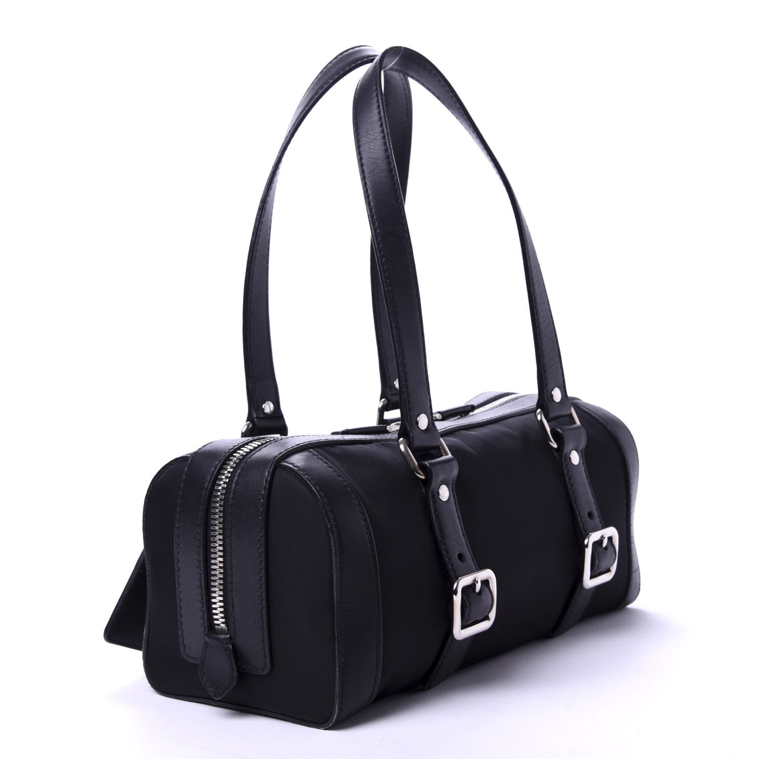 Prada Tessuto Nylon Soft Calf Satchel Black 2 of 8
