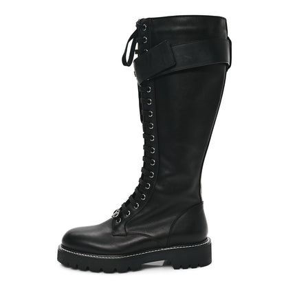 Louis Vuitton Monogram Calfskin Territory Tall Lace Up Ranger Boots 37 Black 1 of 8