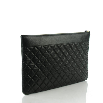 Chanel Sheepskin Quilted Large Cosmetic Case Black 3 of 7